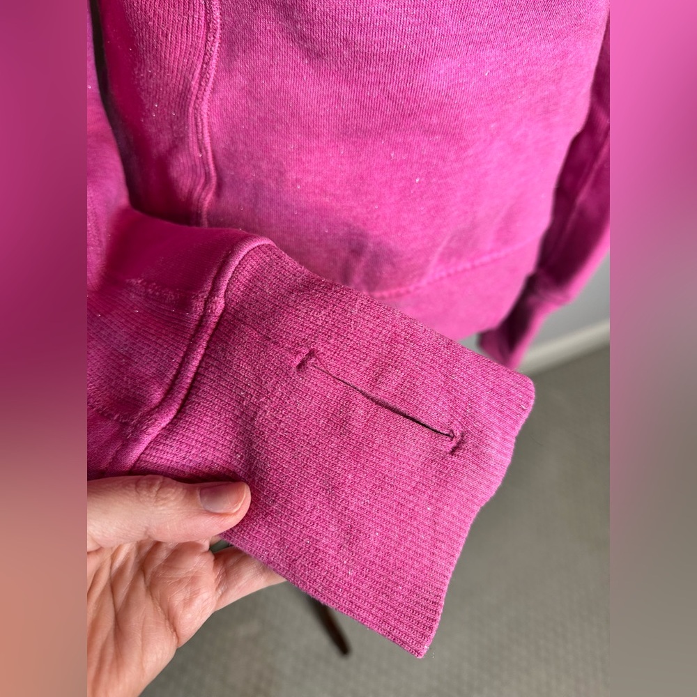 Sz 8 Lululemon Cuddle Up scuba full zip jacket sweatshirt heathered Paris pink - Picture 7 of 9